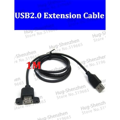 10pcs/lot 1m USB 2.0 A type Male to Female extension cable with screw Panel Mount free shipping