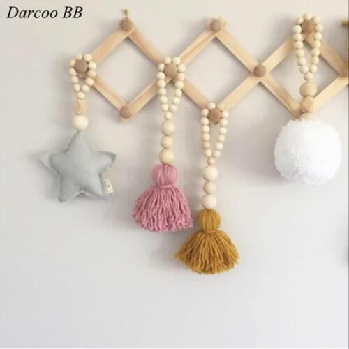 100% Handmade Wood Beads With Tassel Baby Toys Rattles Mobiles Nautical Pendant Childrens Room Wall Decor Baby Crib Decoration
