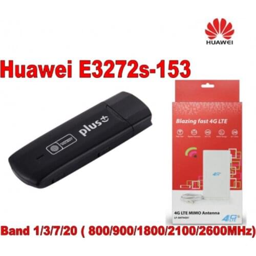 150 Mbps Huawei E3272 E3272s-153 LTE 4G Modem USB + 4G crc9 49DBI double antenne