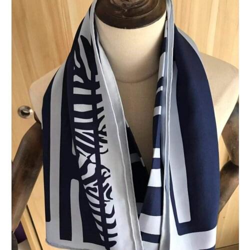 2020 new arrival spring autumn black classic horse 100% silk scarf twill hand made roll 90*90 cm shawl wrap for women lady