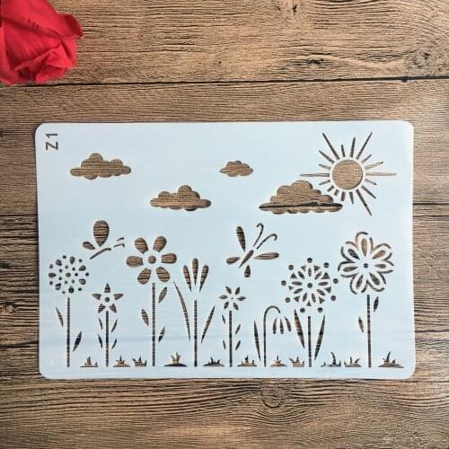 26*18cm Grass Flowers Stencils DIY Craft Layering Stencils For Walls Painting Scrapbooking Stamping Stamp Album Decorative