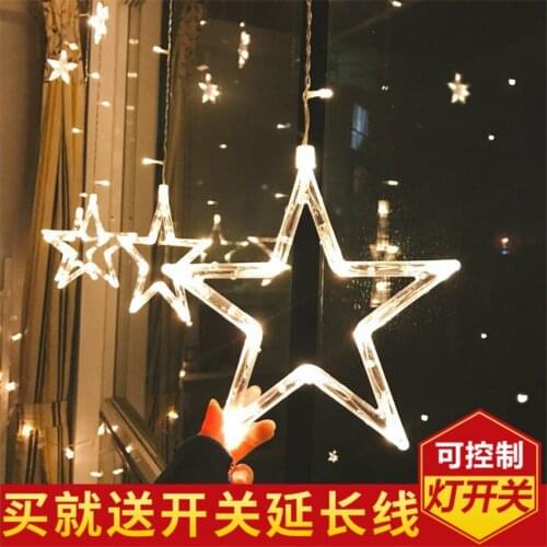 3.5M Star Pendant Lights Bedroom Living Room Led Starry Pentagram Star Lantern Flash String Night Lamp Christmas Decor Curtains