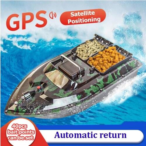 500M GPS Positioning Smart LCD RC Bait Boat Cruise Control Auto Return Lure Fishing Boat Double Hopper with GPS Sonar Fishfinder