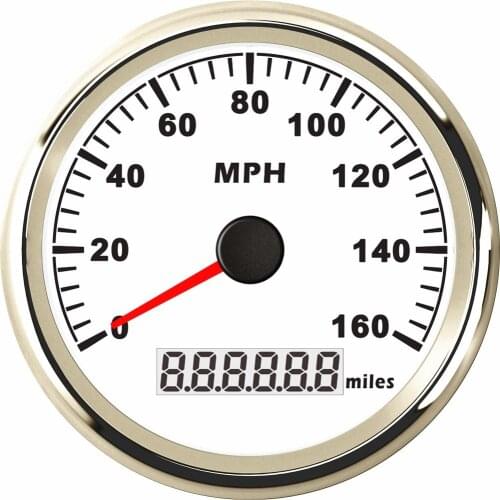 85mm GPS Speedometers Gauges Tuning 0-160MPH Waterproof GPS Speed Mileometers 9-32v LCD Display with Antenna for Car Truck White