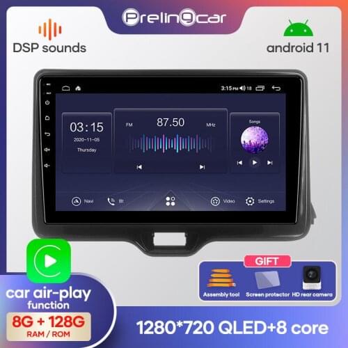 Car Radio Android 10 Stereo Receiver For Toyota Yaris 2020-2021 Video Player Multimedia Navigation GPS No 2 Din Dvd