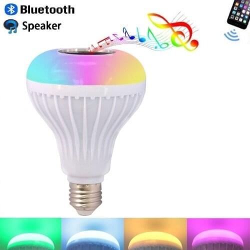 RGB Wireless Bluetooth Speaker LED Bulb E27 E26 B22 12W Smart led lamp Music Player Audio with 24 Keys Remote Control