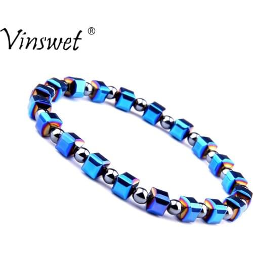 Vintage Stretch Bracelets Men Natural Stone Beads Bracelet Health Care No Magnetic Hematite Bangle For Women Pulseira Jewelry