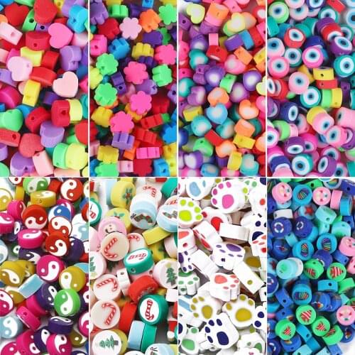 30pcs Heart Flower Polymer Clay Christmas Beads For DIY Necklace Bracelet Earring Jewelry Making Craft Handmade Accessories