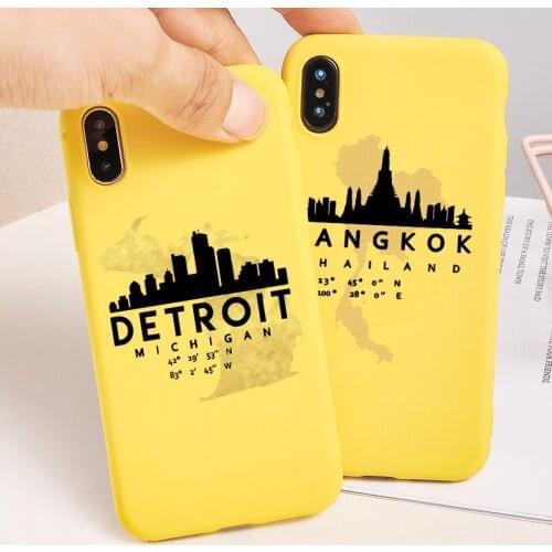 Famous City Phone Case For iPhone 11 Pro 5 S SE XS XR 6 6S 7 8 Plus Mature Stylish Building Yellow Soft Phone Cover For iPhone