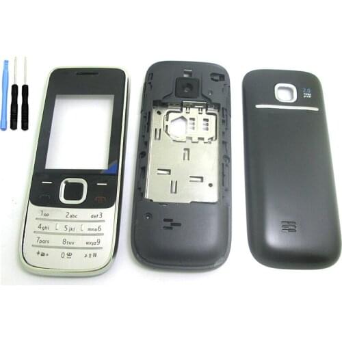 Black Full Housing keypad for Nokia 2730C 2730 Front Faceplate Frame Cover Case Back Cover battery Door