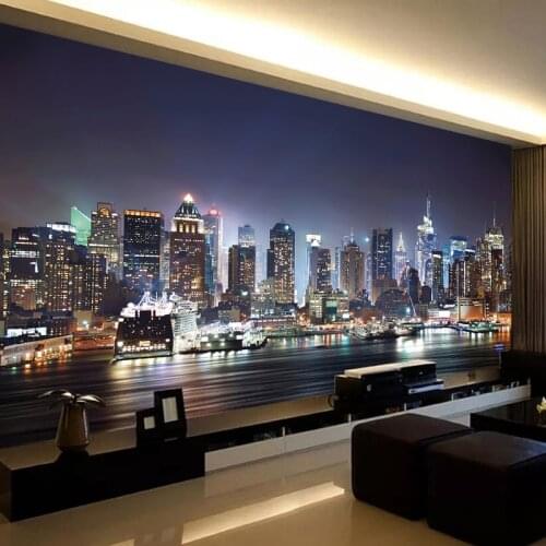 Custom Photo Wall Papers Home Decor City Night View Large Mural Papel De Parede 3D Bedroom Study Room Background Wall Painting
