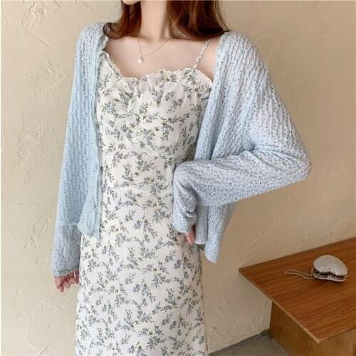 French Elegant Strap Dresses Women Vintage V-neck Chiffon Floral Midi Dresses Casual Sexy Holiday Fairy Dress Summer 2021