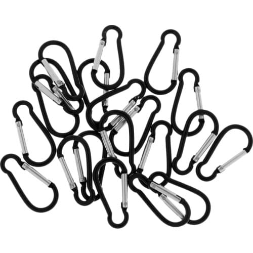 20 Pieces Lot 1.9" x 0.9" Aluminum Alloy Spring Snap Carabiner Clip Keychain Travel Kit Outdoor Camping Hiking