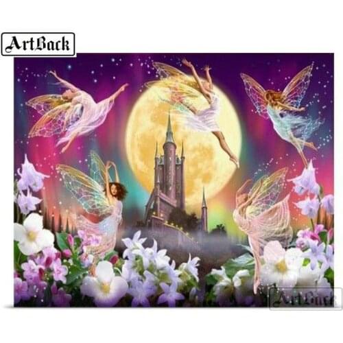 Cartoon square drill full 5d diy diamond painting fairy castle lily flower home decoration 3D resin diamond cross stitch elf