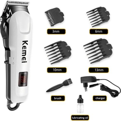 Kemei Professional Hair Clipper Men LCD Display Rechargeable Electric Hair Trimmers Barber Machine Hair Cutters Tool KM-809A