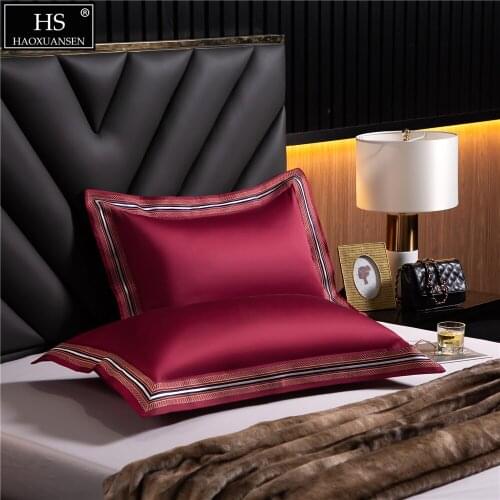 Red/Water Blue 1Pair Pure Cotton Fabric Modern Style Pillowcase Pillow Cover 2 Color Pillow Sham Embroidery Stripes Plaid Design