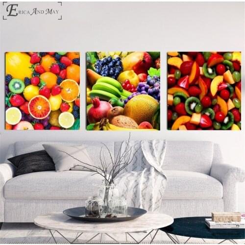Kitchen 3 Piece Fruit Combined Canvas Prints Modern Painting Posters Wall Art Pictures For Living Room Decoration No Frame