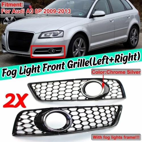 Left+Right Honeycomb Mesh Style Car Front Fog Light Cover Honeycomb Grille Grill For Audi A3 8P 2009 2010 2011 2012 2013