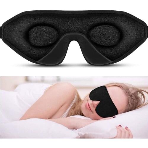 Eyes Mask 3D Black Memory Cotton Sleeping Mask Soft Eyeshade Breathable Blindfold Headband Eyepatch Aid Eye Cover Night Mask