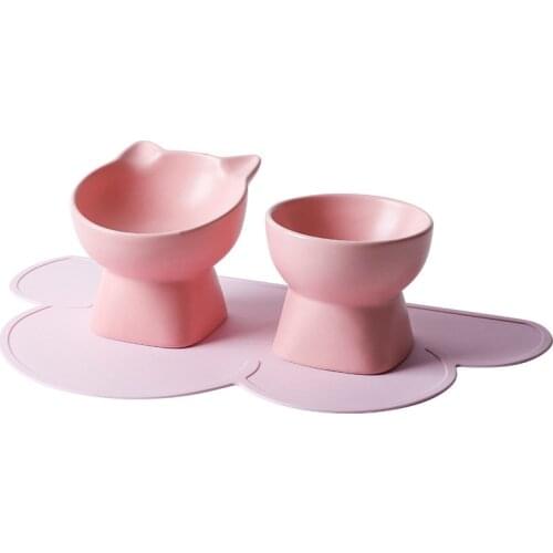 Lovely Pet Feeder Bowl Cartoon Shape High-foot Single Mouth Skidproof Ceramic Dog Cat Food Bowl Pet Products Drinking Bowl