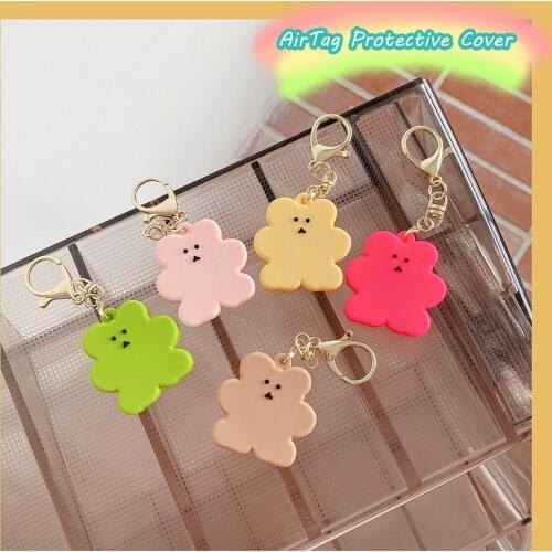 Cute Cartoon Silicone Protect Case For Apple Airtags Protective Cover For Apple Locator Tracker Anti-lost Device with Keychain