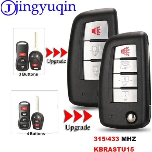 Jingyuqin KBRASTU15 Modified Flip Key Shell For Nissan X-trail Qashqai Altima Maxima Genesis Sentra Versa NSN14 Blade 433/315MHZ