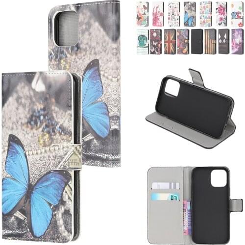 Fashion Painted Magnetic Wallet Card Slot Case For iPhone 12 11 XS Pro Max Mini SE 2020 X XR 8 7 6 6S 5 5S Plus Bracket Cases