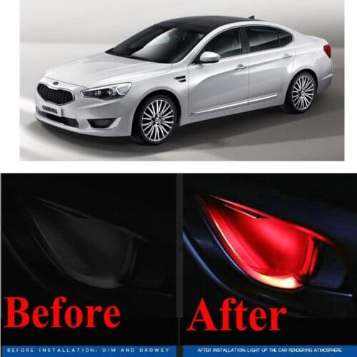 4pc CF style stickers on cars interior inside door handle atmosphere lamp for Kia amanti borrego cadenza forte k900 rondo