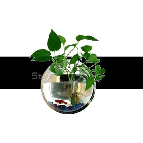 Wall hanging aquarium wall hanging aquarium ecological creativity Mini round mirror wall decoration small goldfish tank