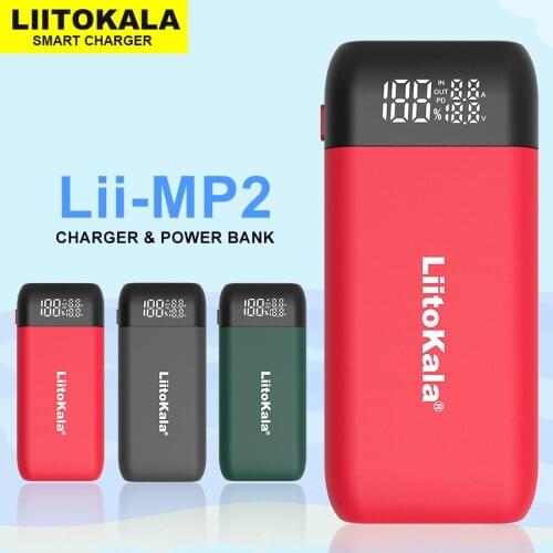 New LiitoKala Lii-MP2 18650 21700 Rechargeable Battery Charger And Power Bank QC3.0 Input/Output Digital Display