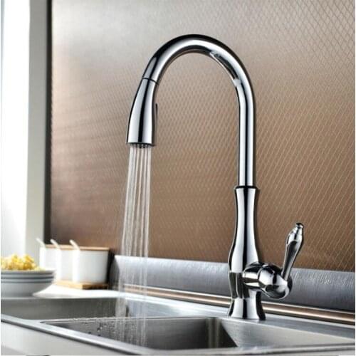 New arrival High quality chrome finished brass kitchen sink pull out faucet,tap mixer with pull out shower head