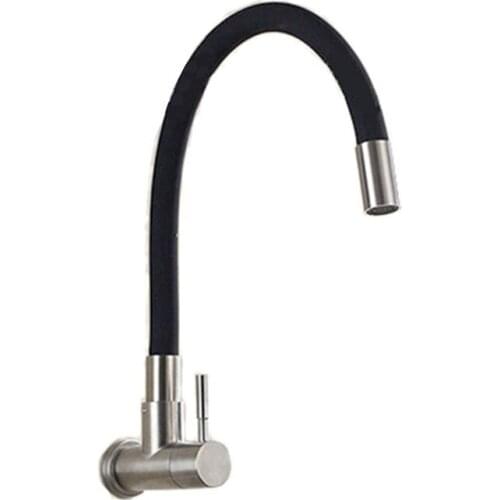New Kitchen Faucet Black Finish Single Handle Brushed Stainless Steel Cold Water Tap torneira cozinha free shipping