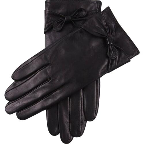 Genuine Leather Woman Gloves Winter Plus Velvet Thicken Keep Warm Windproof Driving Touchscreen Sheepskin Gloves L17030C