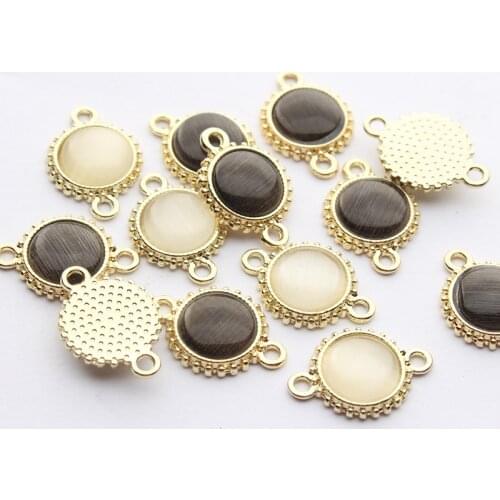 Zinc Alloy Pendant Round Double Pendant Mini Stone Charms 6pcs/lot 11mm For DIY Jewelry Earring Making Accessories