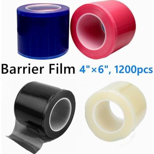 Barrier Film Roll Tape Transparent Blue 4" x 6" 1200 Sheets for Dental,Tattoo,Makeup Disposable Protective Plastic Film 10*15cm