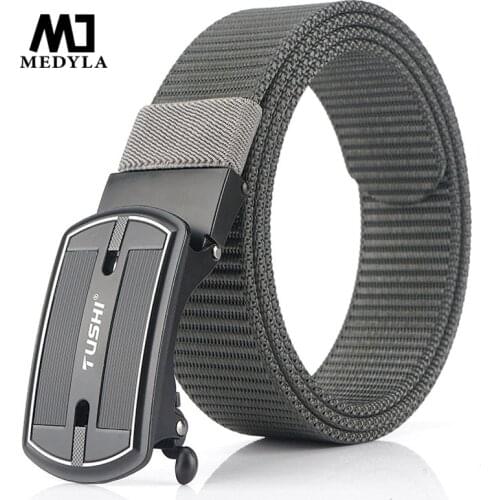 MEDYLA Official Product Mens Military Nylon Belt Automatic Buckle Belt For Men Hard Metal Soft Nylon Outdoor Sports Belt