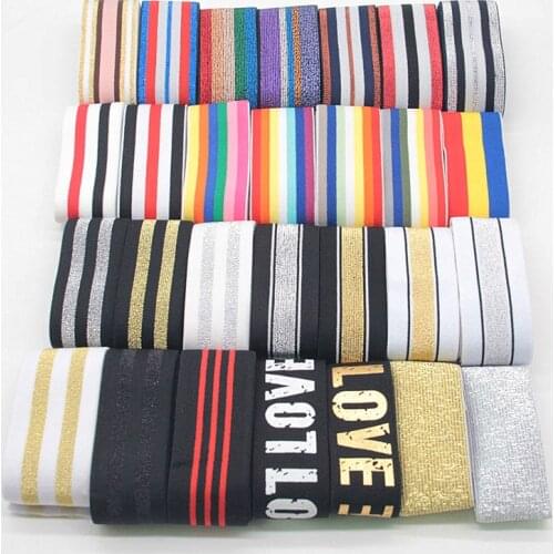 Rubber Band 4cm Width Soft Glitter Gold Silver Elastic Bands 40mm Sewing DIY Bag Hat Clothing Dress Garment Accessories 1M