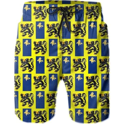 Summer Men Causal Shorts Breathable Quick Dry Humor Graphic Belgian basketball Flag Of The Flemish Community Male Shorts