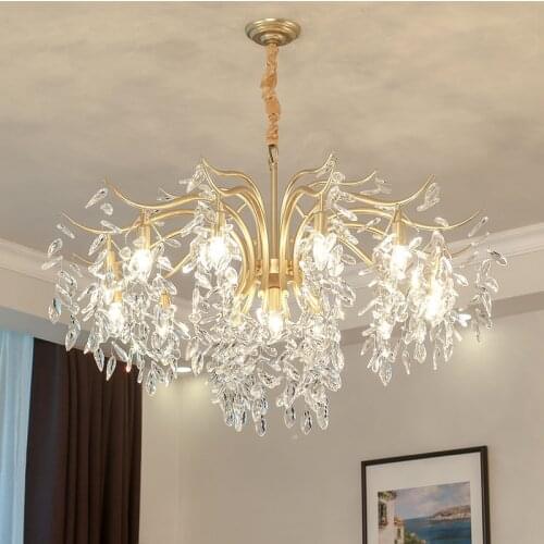 Modern LED Crystal Chandelier Indoor Lighting For Bedroom Kitchen Lustres Cristal Pendant Chandeliers Golden Black Light Fixture
