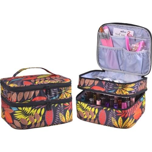 30 Bottles Essential Oil Carry Bag Portable Travel Double-layer Nail Polish Box Cosmetic Storage Perfume Lipstick Organizer