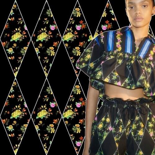 DIY Clothing Sewing Handmade Fabric 100% Polyester MS Brand Flower Gradient Digital Printing New Dress Skirt Fabric Per Yard