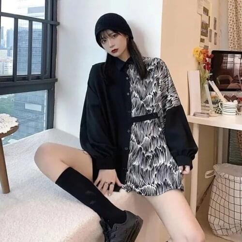 Patchwork Cool Women Black White Shirts Bf New Women Party Clothes Summer Tops Shirt Girls Female Woman Tshirts Summer