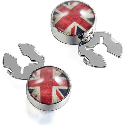 Vintage British UK Flag Rhodium Plated Copper Button Cover cufflinks For Tuxedo Business Formal Shirts 17.5mm One Pairs
