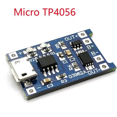 MICRO USB 5V 1A 18650 TP4056 Lithium Battery Charger Module Charging Board With Protection Dual Functions