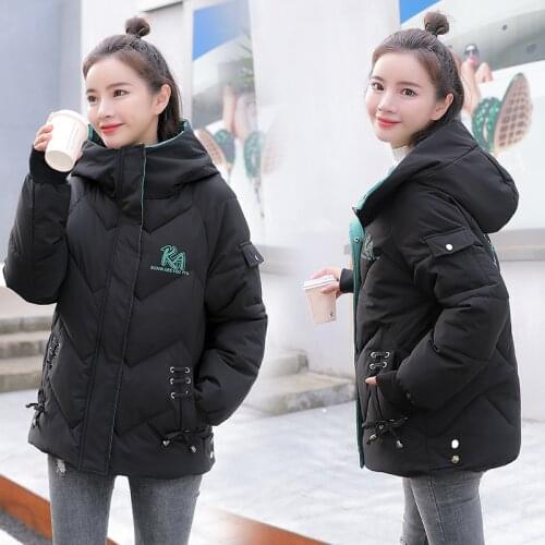 2021 Autumn Winter Jacket Hooded Down Cotton Parkas Women Loose Outwear Korean Fashion Thick Overcoat Fashion Short Student Coat