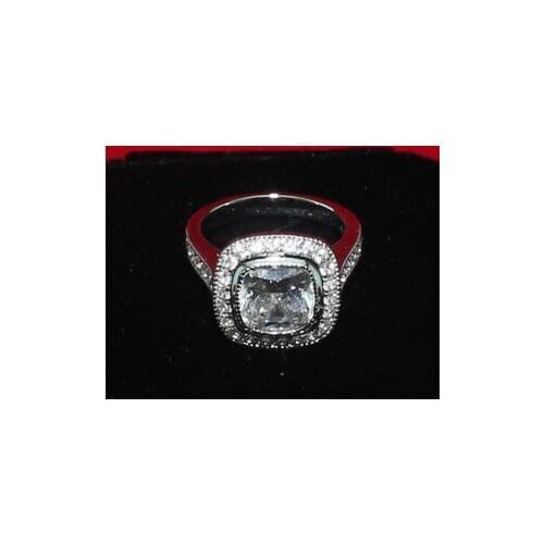 Bohemia 2Ct Cushion Cut Lady Ring Genuine 925 Sterling Silver Rings for Women Engagement Jewelry Gift