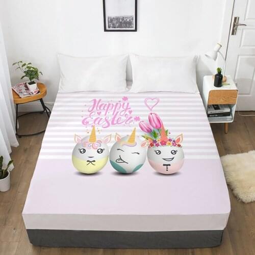 1pc bed sheet Elastic fitted sheet With An Elastic Band 150/180/200/160*200 Mattress Cover Double Bed cover Eastey Easter eggs
