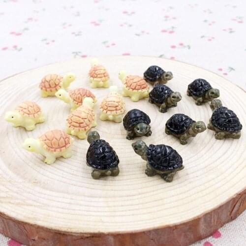 10 Pieces Kawaii Mini Resin Turtle Fairy Garden Miniatures Terrarium Figurines Gnome Decoration DIY Craft Handmade :12*20mm