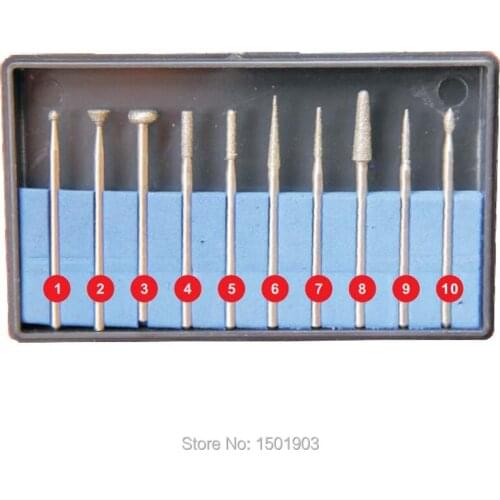 10pcs dental lab 2.35mm shank popular HP diamond burs KIT
