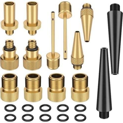 14pcs/set +10 Washer Bike Valve Conversion Nozzles Bicycle Valve Adapter SV DV AV Bike Valve Nozzle Pump Accessories